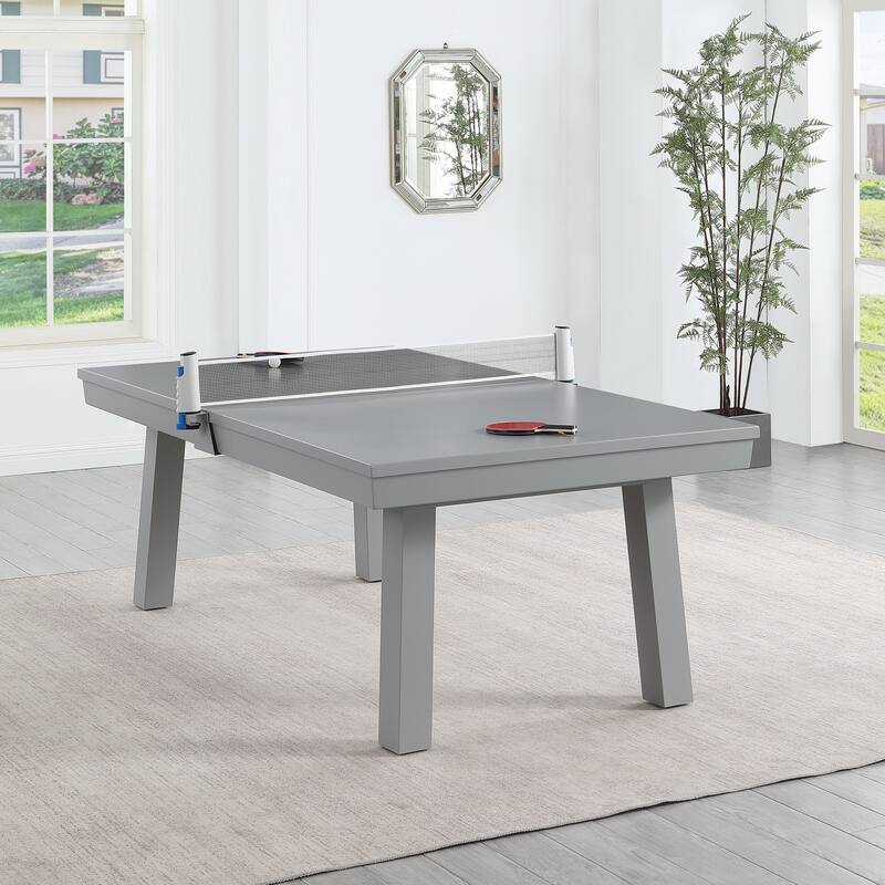 Laguna Indoor/Outdoor 7ft Slate Pool Table Dining Set with 2 Benches & Accessories, Cement Finish