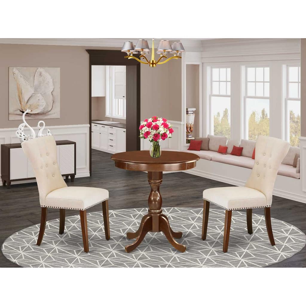 3-Piece Mahogany Finish Solid Wood Top - Dining Room Set - Seats 4