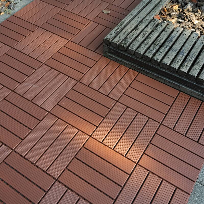 44 Pack 12"x12" Square Patio Plastic Interlocking Deck Tiles, Waterproof Outdoor All Weather Use, Decking Tiles for Poolside
