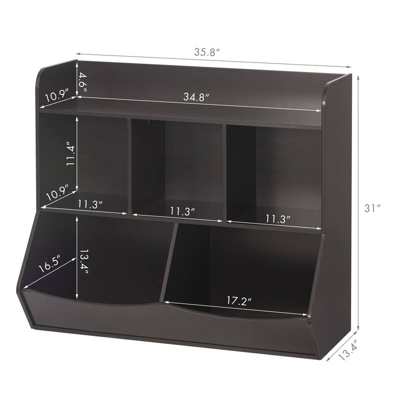 UTEX Toy Storage Organizer with Bookcase, Kid’s Multi Shelf Cubby for Books,Toys