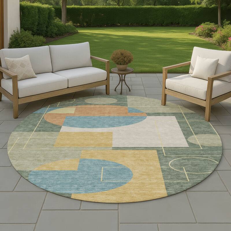 Machine Washable Indoor/ Outdoor Modern Filly Chantille Rug - Basil - 8' x 8'