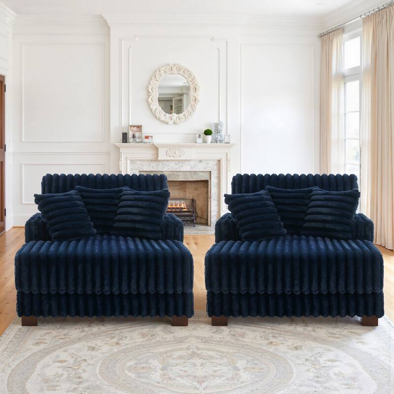 41.7" W Upholstered Plush Corduroy Chaise Lounge Set of 2