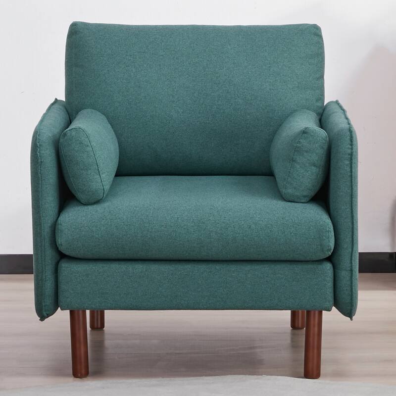 Yucca Modern Accent Chair, Polyester / Vegan Leather Armchair - Includes 2 throw pillows