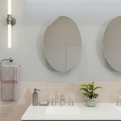 Croydex Surface Mount Tay Oval Stainless Steel Mirror Medicine Cabinet - 18"x26"