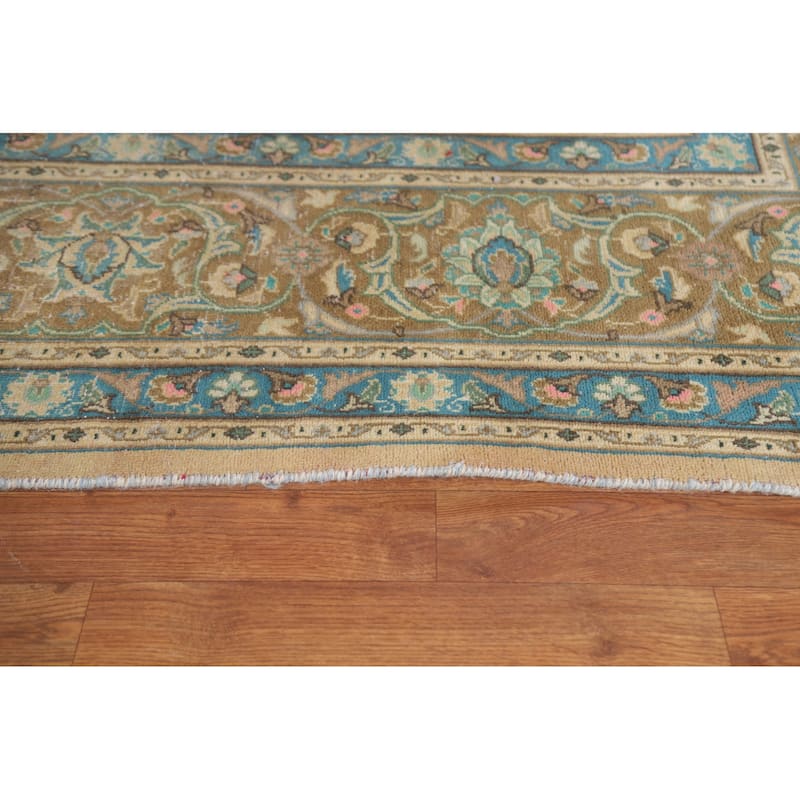 Floral Mashad Persian Antique Area Rug Hand-knotted Wool Carpet - 9'8" x 12'11"