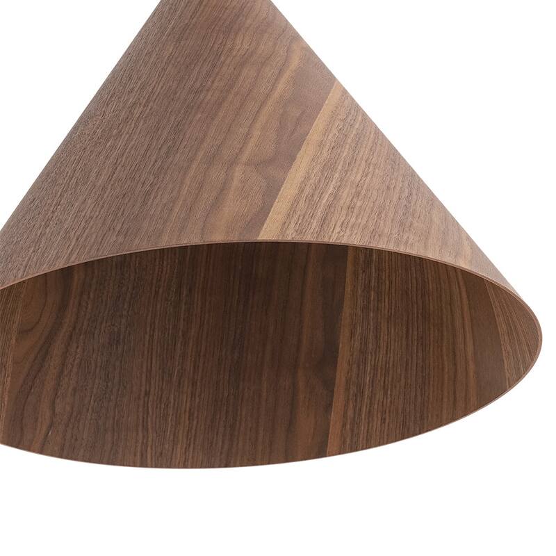 Modern Natural 1-Light Cone-Shaped Wood Grain Pendant - 17.7in