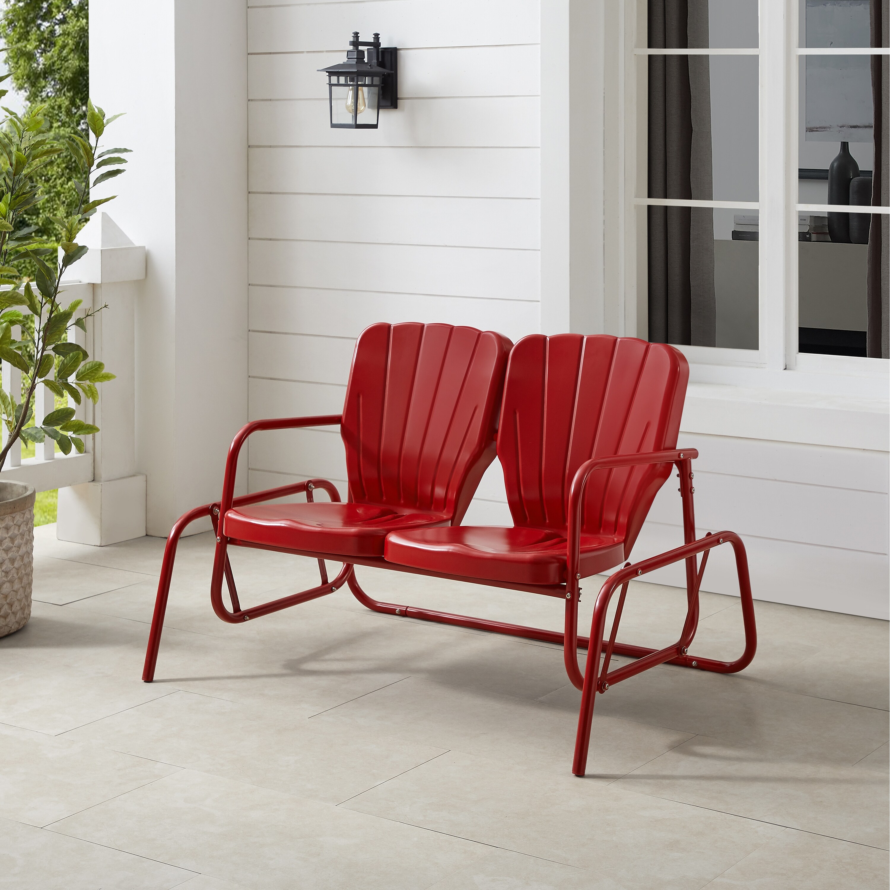 Outdoor store metal loveseat