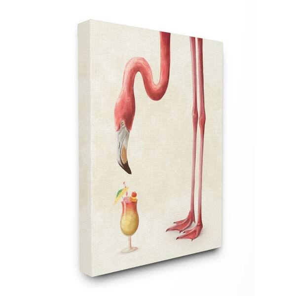 slide 2 of 6, Stupell Thirsty Pink Flamingo Tropical Long Leg Drink Humor Canvas Wall Art 24 x 30