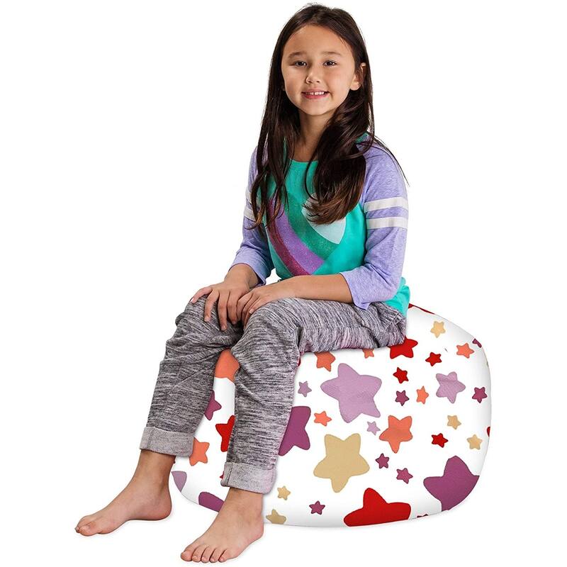 Kids Bean Bag Chair Cover Stuffed Animal Storage or Toy Organizer
