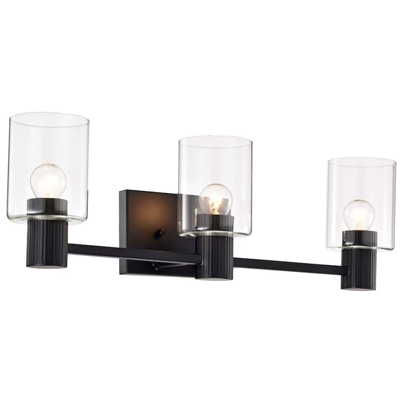 Clarksville 3 Light Vanity Matte Black with Clear Glass