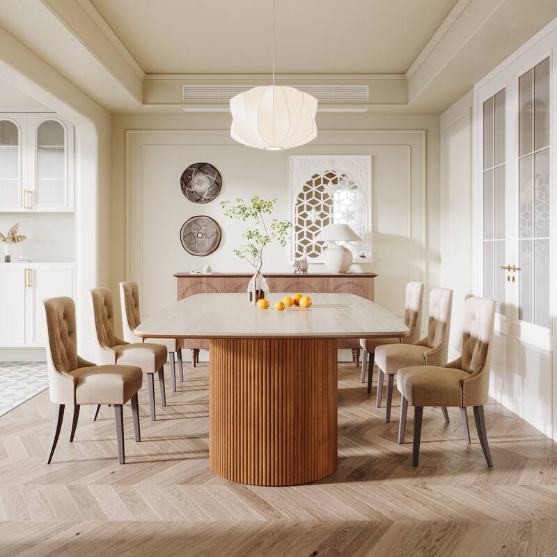 Large Dining Table with Double Pedestal for Dining Room