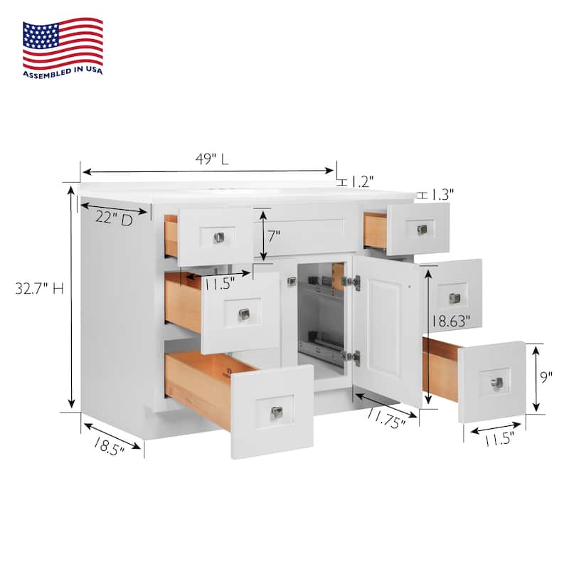 Design House 232413 Brookings 48" Free Standing Single Basin Vanity