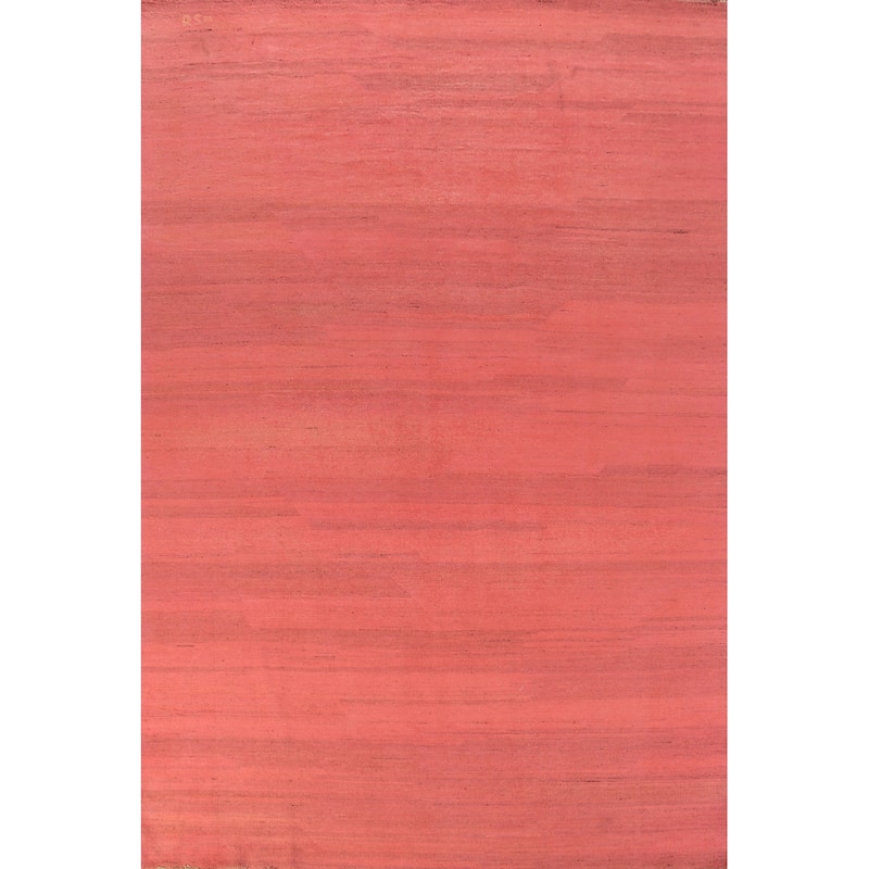 Modern Gabbeh Oriental Area Rug Hand-Knotted Pink Wool Carpet - 6'10" x 9'9"