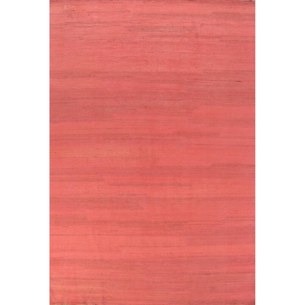 Modern Gabbeh Oriental Area Rug Hand-Knotted Pink Wool Carpet - 6'10" x 9'9"