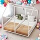 preview thumbnail 1 of 25, Kids and Baby Twin Size Metal House Platform Beds,Two Shared Beds For Home White