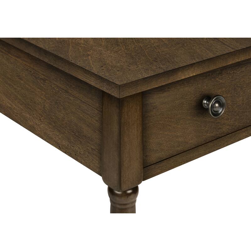 Accent Table, 2 Tier, End, Side Table, Nightstand, Bedroom, Narrow, Lamp, Storage Drawer, Brown Veneer, Traditional