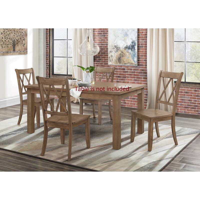 2PCS Side Chairs,Pine Veneer Transitional Double-X Back Design Dining Chair
