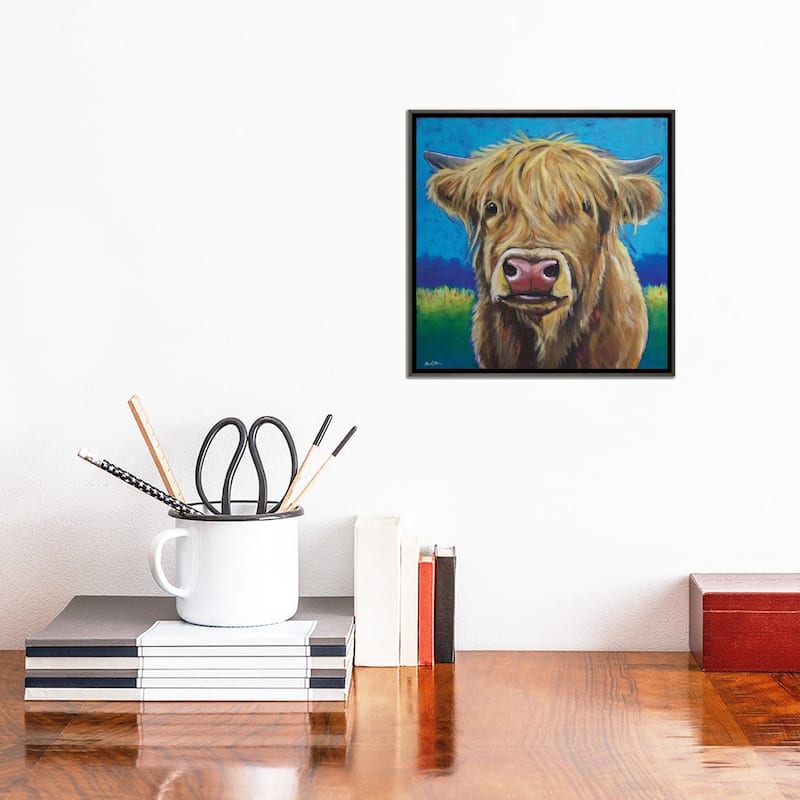 iCanvas "Highland Cow Background" by Hippie Hound Studios Framed