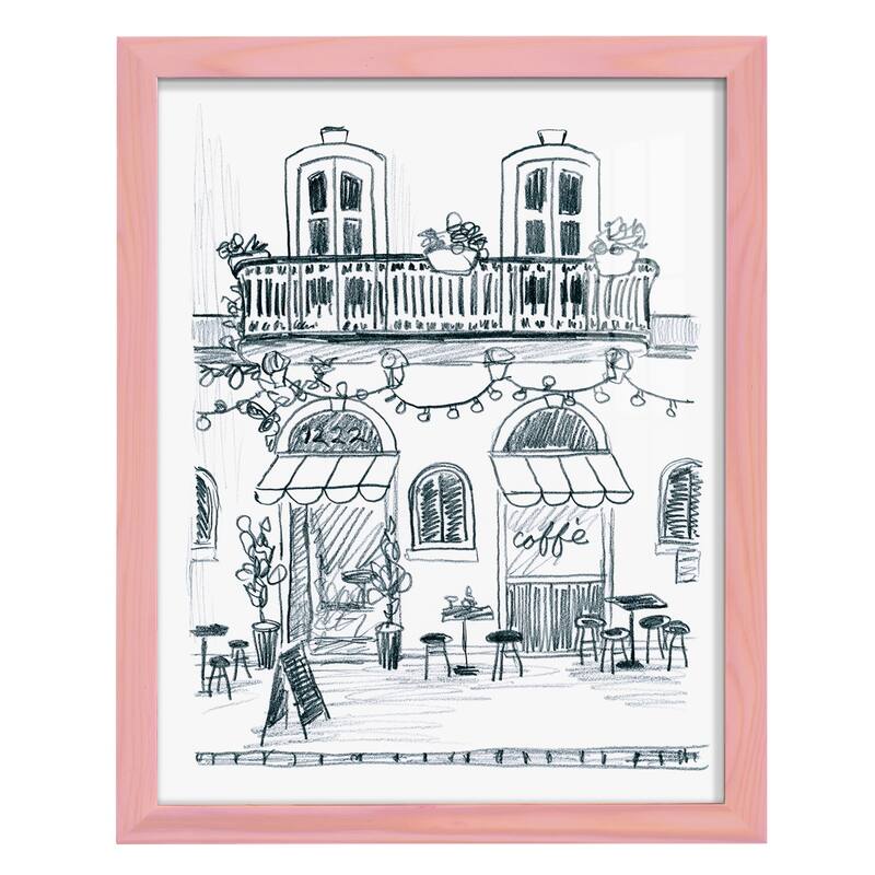 Italian Street Sketch II -Framed Print w/glass-Cherry Red