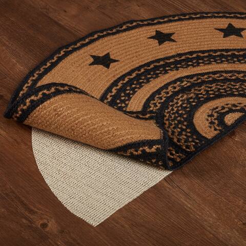 Farmhouse Jute Rug Half Circle Stencil Stars Border w/ Pad 16.5x33 - 16.5" x 33"