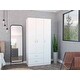 preview thumbnail 1 of 13, 35.4" Modern Three-door Armoire with Drawers, Shelves and Hanging Rod for Bedroom White