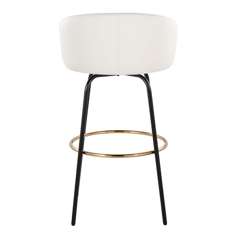 Silver Orchid Battista 30" Fixed-Height Bar Stool with Black Metal Legs & Round Footrest (Set of 2)