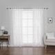 preview thumbnail 3 of 39, Aurora Home Textured Faux Linen Romantic Tie Top Curtain Panel Pair 52 X 84 - White