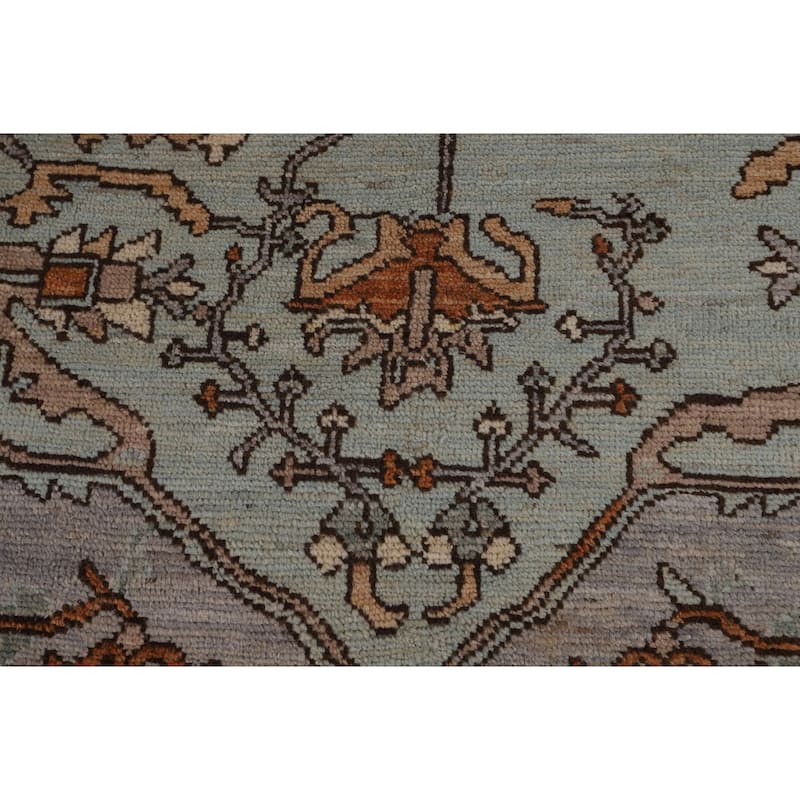 Light Blue Oushak Vegetable Dye Rug Hand-Knotted Oriental Wool Carpet - 8'5"x 10'2"