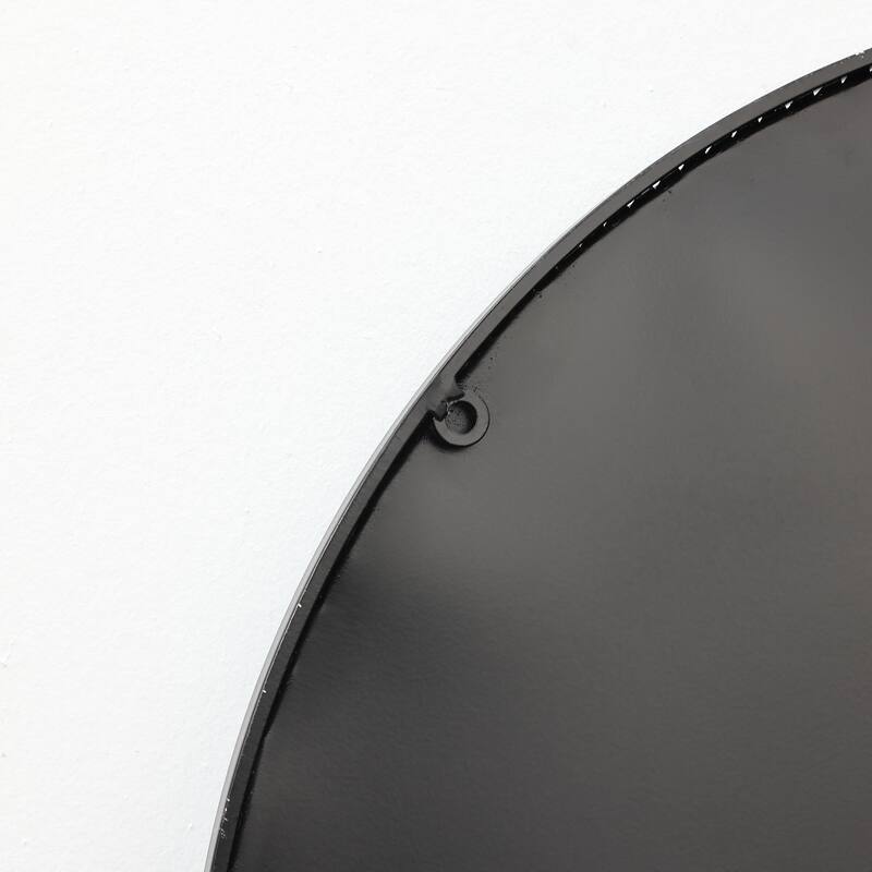 Circles Black Metal Frame Round Wall Mirror - 24.7" H x 34.5" W x 0.59" D