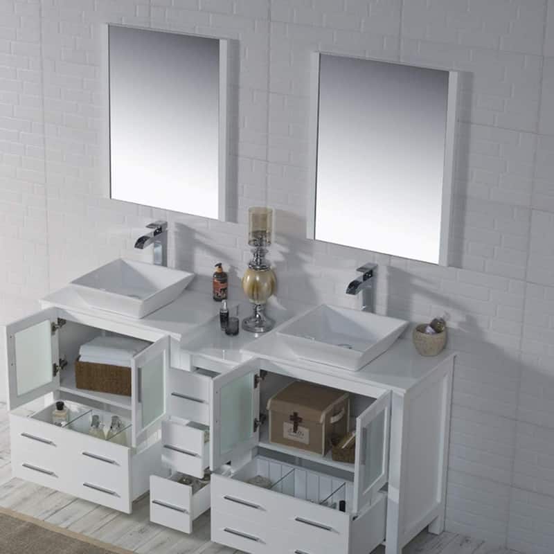 Blossom Sydney 72 Inch Double Sink Vanity with Side Cabinet & Mirrors