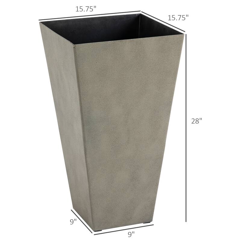 28" Tall Outdoor Planters, Set of 3 Large Taper Planters with Drainage Holes and Plug, Faux Wood Plastic Flower Pots