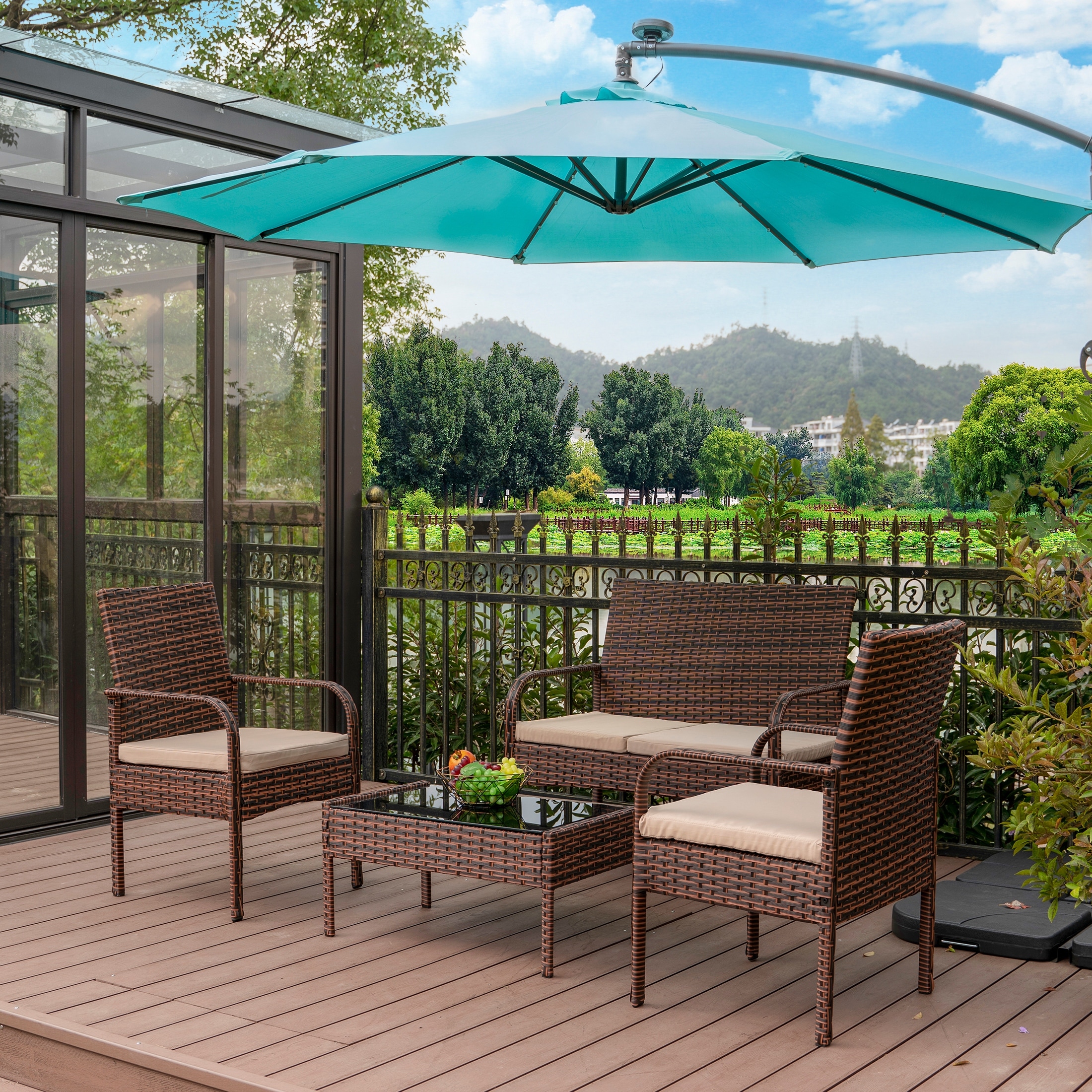 Sonoma 4 Piece Wicker all-weather Conversation Set with-image