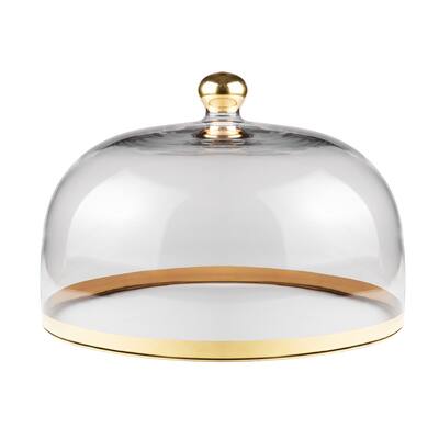 Majestic Gifts Inc. Glass Cake Dome W/ Gold Rim & Gold Knob - 11.75"D - 11.75"