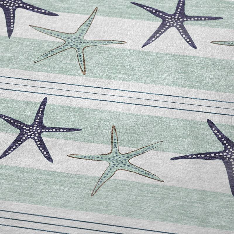 Premium Machine Washable ASB191 Starfish Stripe Sherpa Throw Blanket
