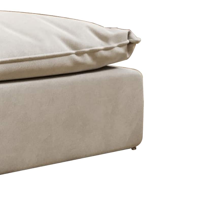 Reno Bill 44 Inch Ottoman, Boxy Frame, Duck Feather Pillow, Light Gray