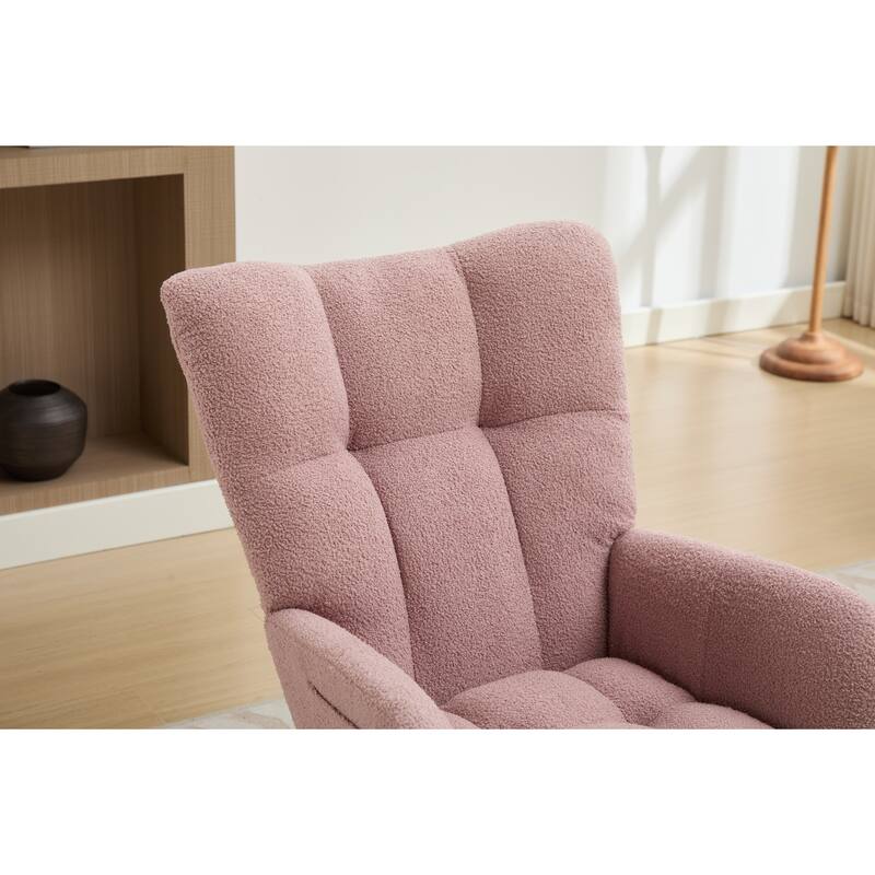 Modern Upholstered Glider Rocking Chair with Solid Wood Legs