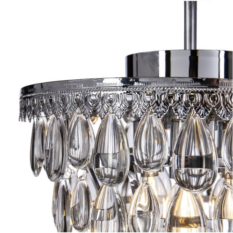 3 Light Glam Crystal Tier Pendant Chandelier