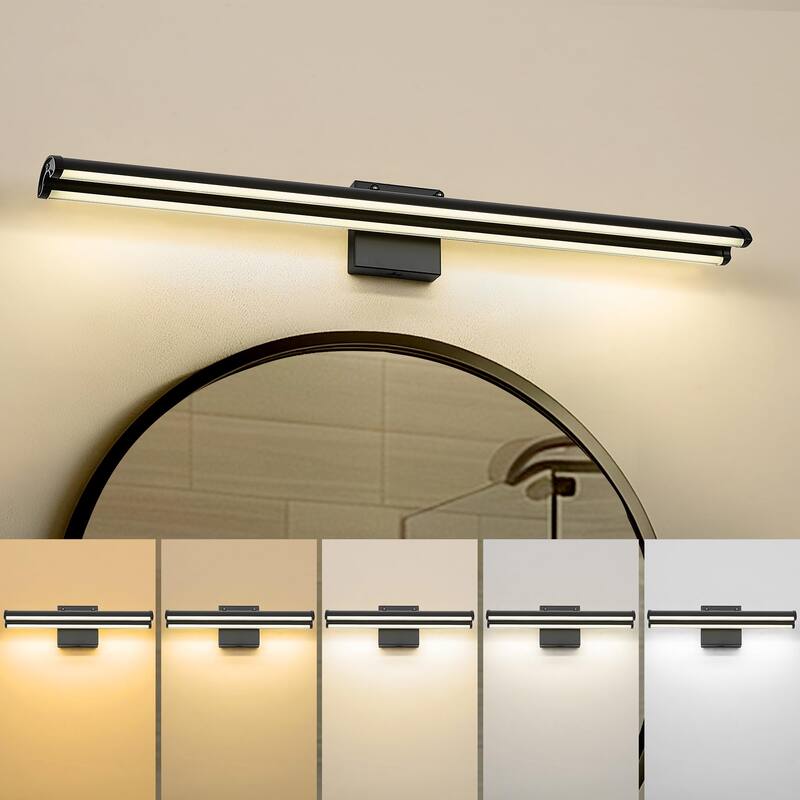 180 Degree Rotating LED Black Bathroom Vanity Light - 48inches