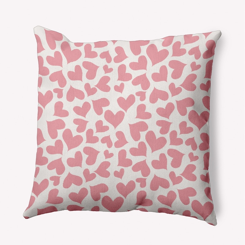 Patterned Hearts Valentine's Day Decorative Indoor/Outdoor Pillow - 16" x 16" - Pink Icing