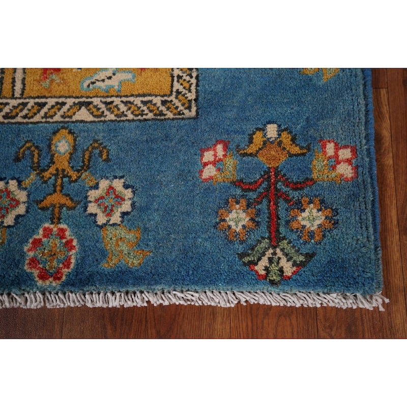 Garden Design Kazak Oriental Accent Rug Hand-Knotted Wool Carpet - 3'8" x 4'11"