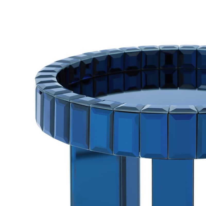 Modern Round Glass End Table with Tray Top