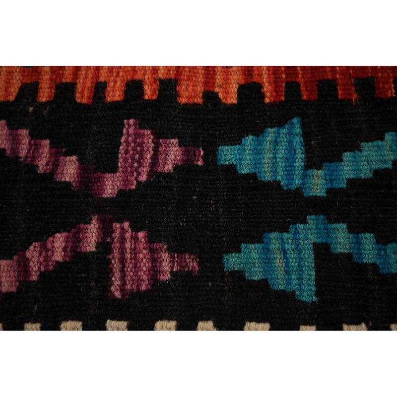 Reversible Kilim Area Rug Bedroom Hand-Woven Wool Carpet - 8'5" x 9'10"