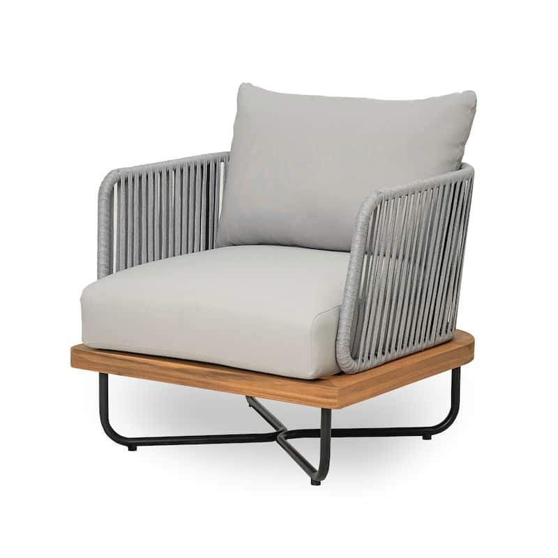 Christopher Knight Home - Emerson Coastal Acacia Wood Outdoor Chair with Cushions
