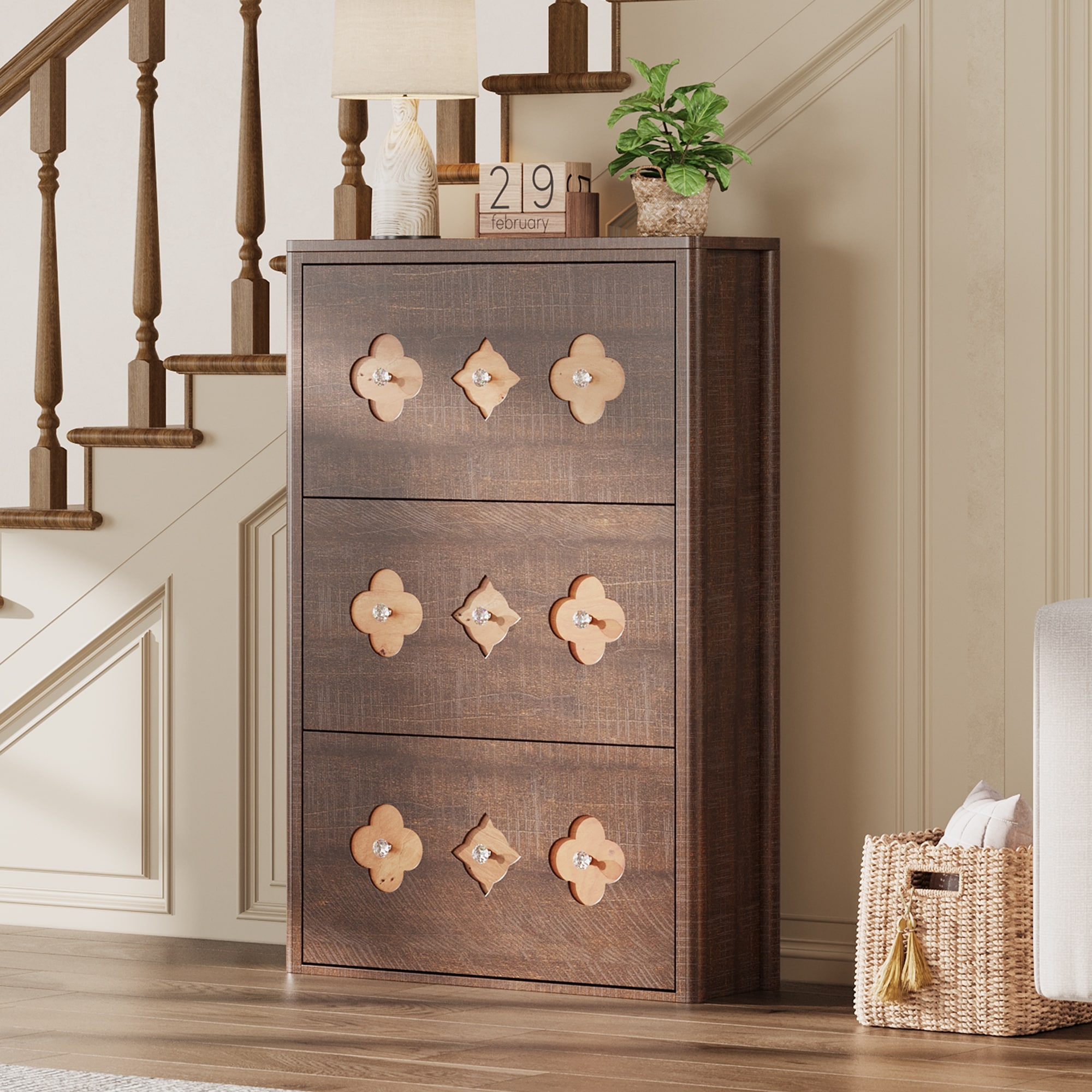 Shoe Cabinet with 3 Flip Drawers, Freestanding Slim Shoe Organizer Cabinet