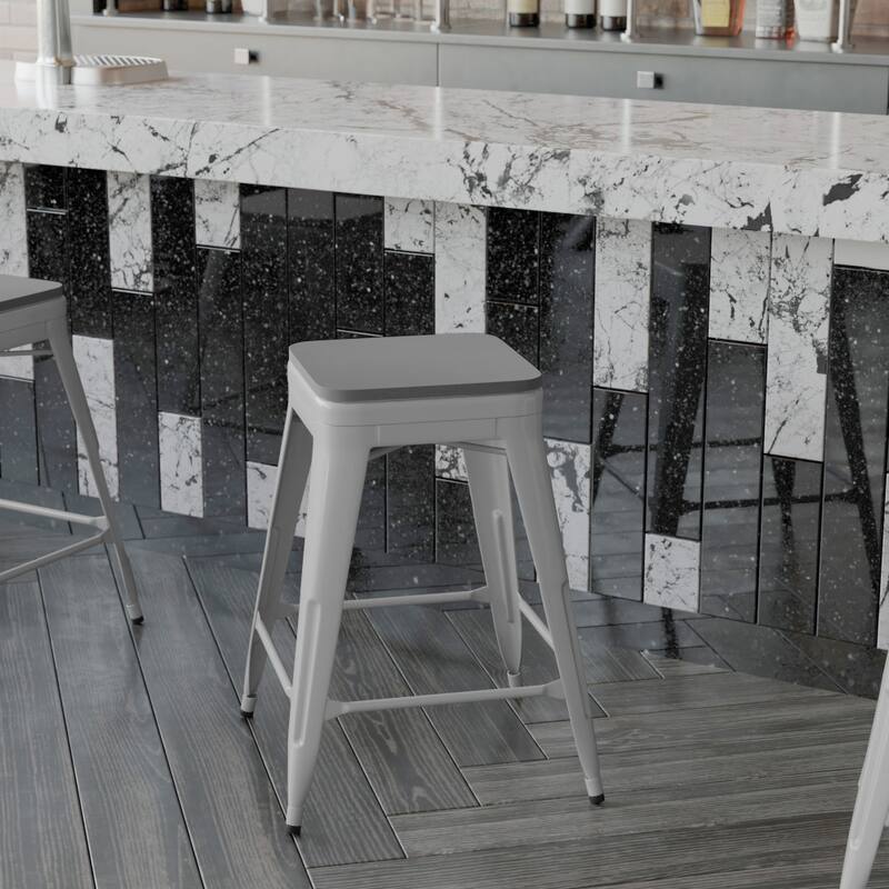 All-Weather Backless Commercial Bar Stool with Poly Resin Seat