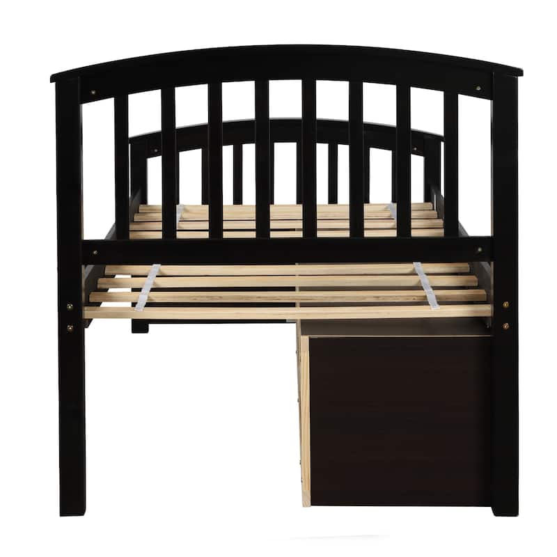 Roomfitters Twin Platform Storage Bed Solid Wood Frame with Storage Compartments