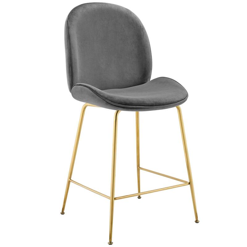 Scoop Gold Stainless Steel Leg Performance Velvet Counter Stool - N/A