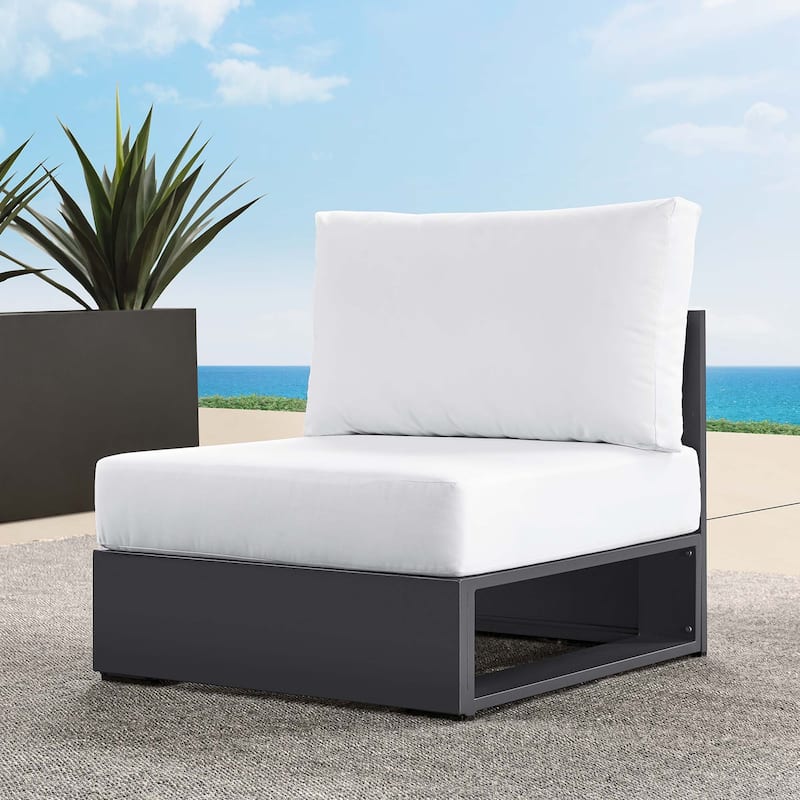 Tahoe Patio Aluminum Modular Armless Chair - Gray White