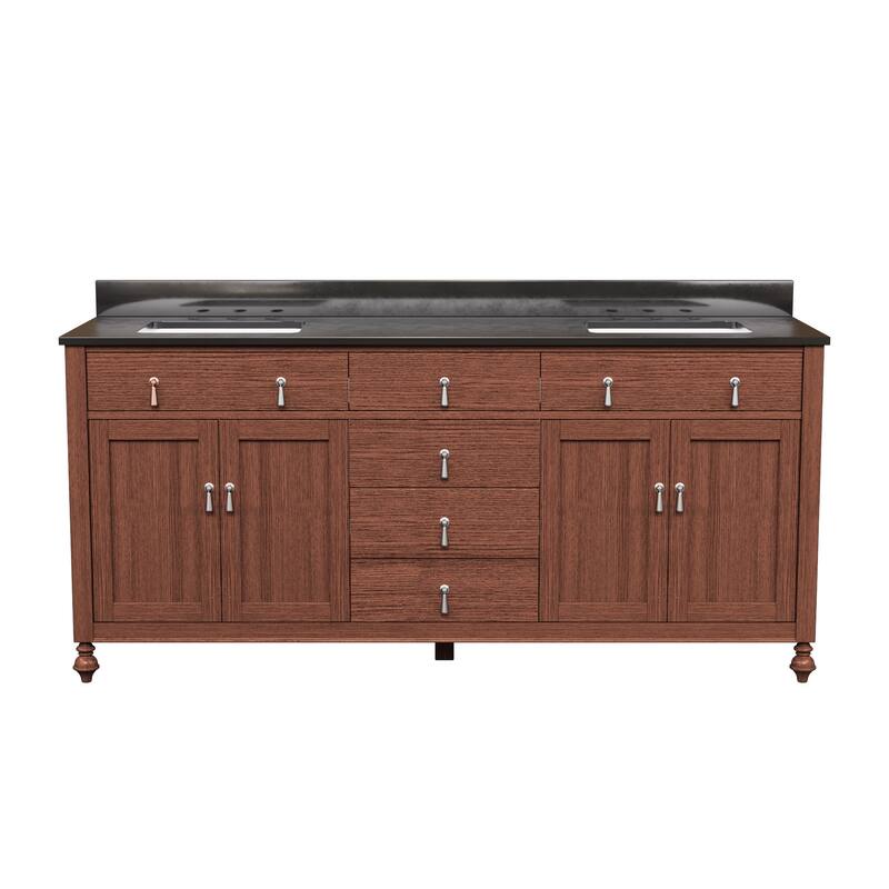 72-Inch Farmhouse Style Bathroom Vanity with Double Ceramic Sink