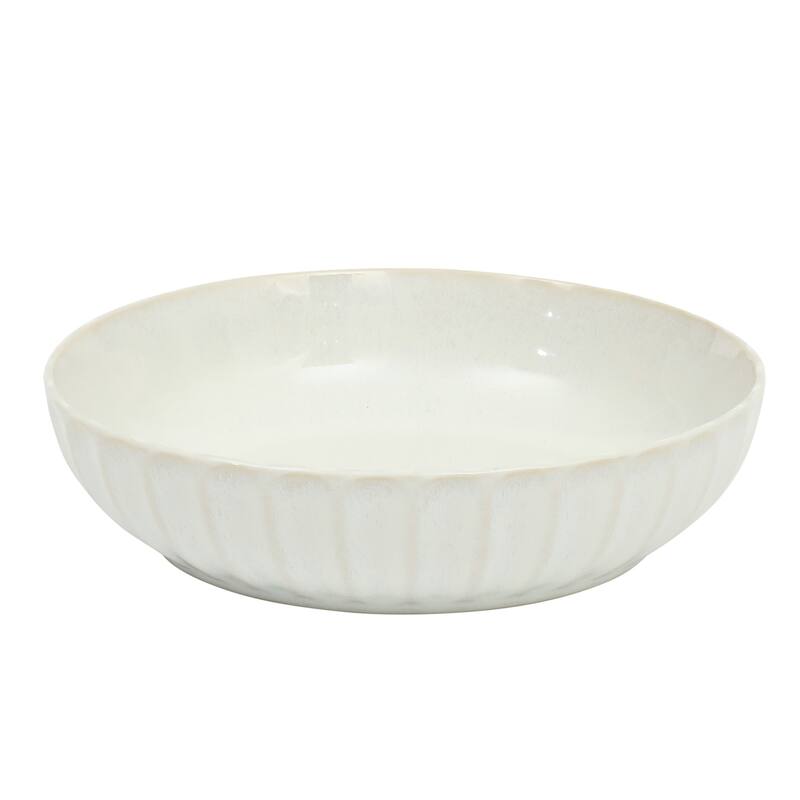 Gibson Elite Malibu Shore 16 Piece Scallop Stoneware Reactive Glaze (Service for 4) Ceramic Plates and Bowls Dinnerware Set